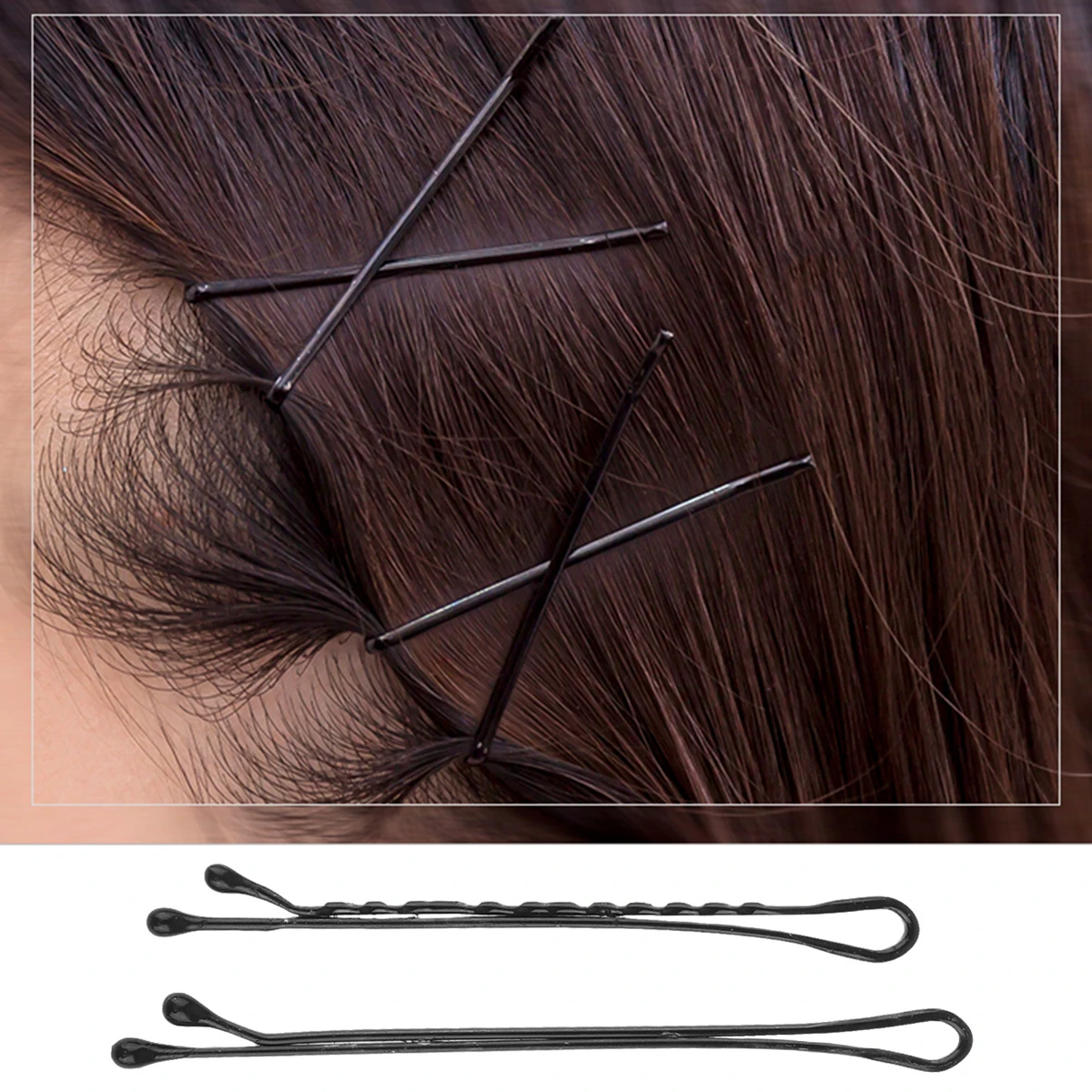 

2 Boxes Bang Clips Black Bobby Pins Metal Hairpins Steel Wire Strong Hold Reusable Durable Hairstyle Accessories for Braiding