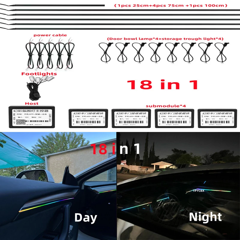 

18 в 1 симфонисветильник автомобильный окружающий свет s RGB Автомобильный интерьер акрилосветильник свет направляющий волоконно-оптический Универсальный Автомобильный Декор атмосферный свет s