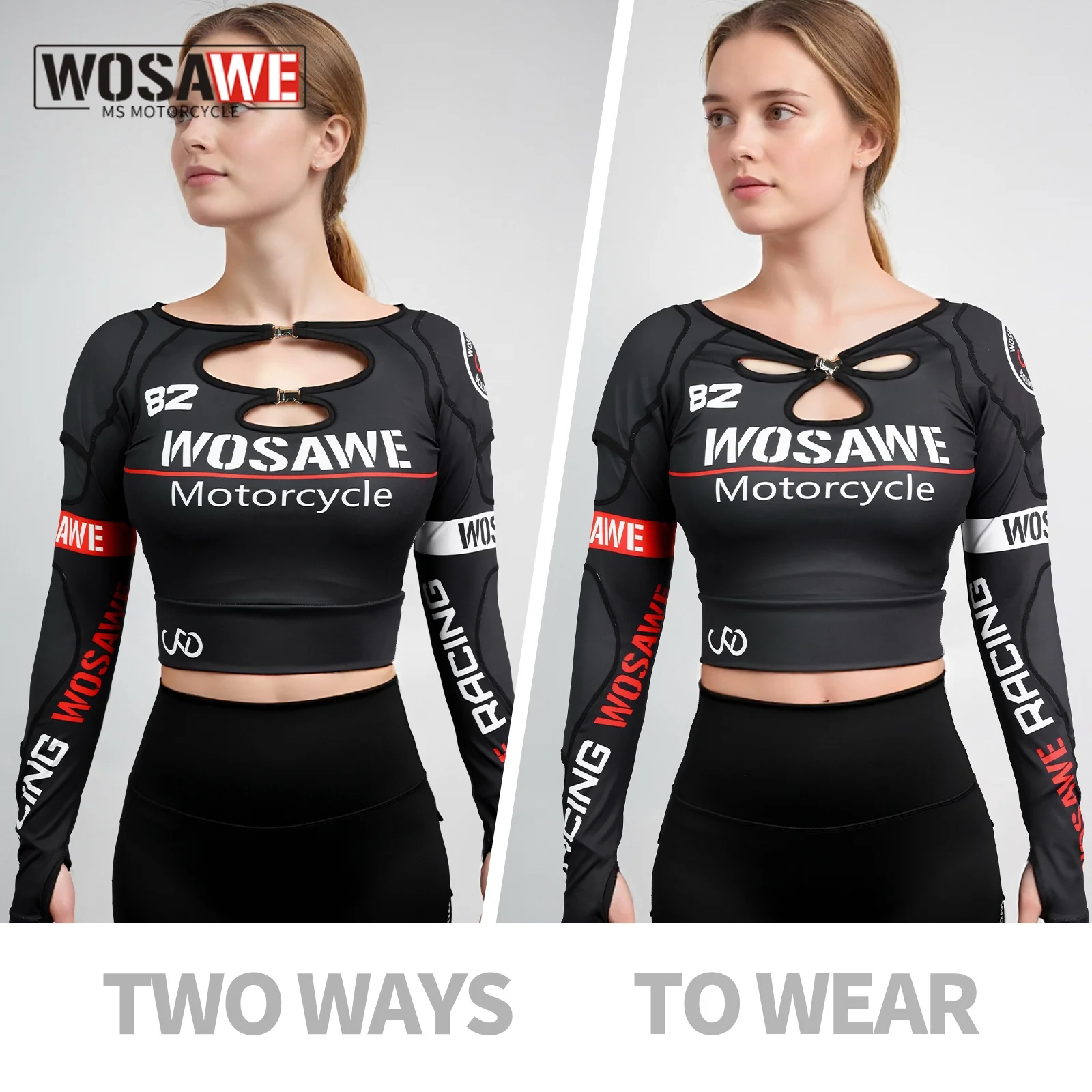 

WOSAWE Summer Women's Motorcycle Jacket Outdoor Riding Shirt Hollow Design Sexy Style Casual Long Sleeve Clothing