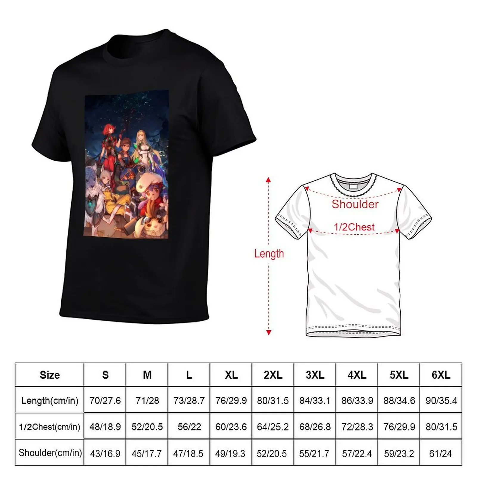 Xenoblade Chronicles 2 group video game art T-Shirt Large Size Soft Cotton T-Shirt