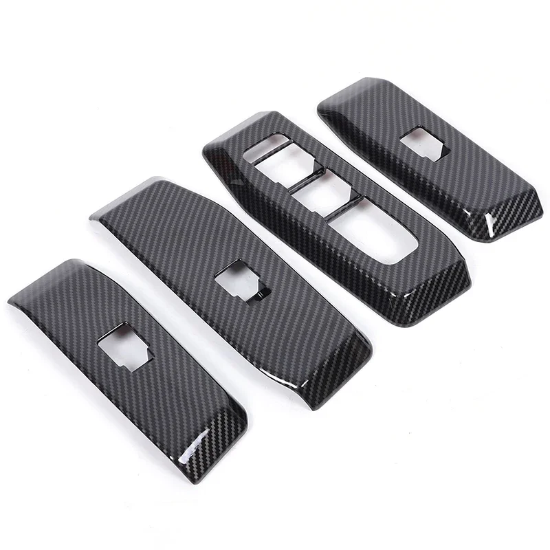 

4Pcs ABS Carbon Fiber For Toyota Land Cruiser Prado 2024+ Car glass lifting button frame decorative sticker car accessories