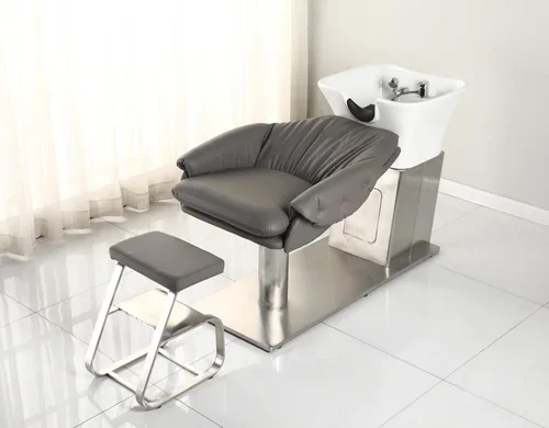 Barber Shop Shampoo Chair Hair Salon Flushing Bed FRP Ceramic Basin Massage Lying Half Bed