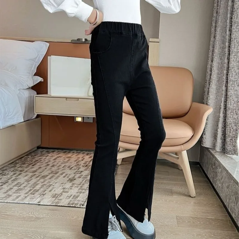 

Girl's Bell-Bottom Jeans 2025 Spring Autumn New Toddler Child Stretch Slim Fit Micro Bell Trendy Jeans
