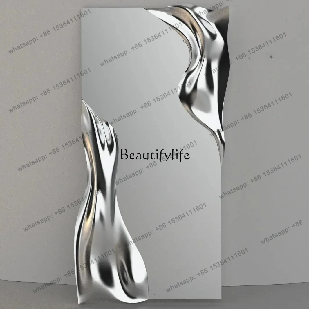 high-grade light luxury water ripple home villa model room floor-to-ceiling dressing visual decorative mirror