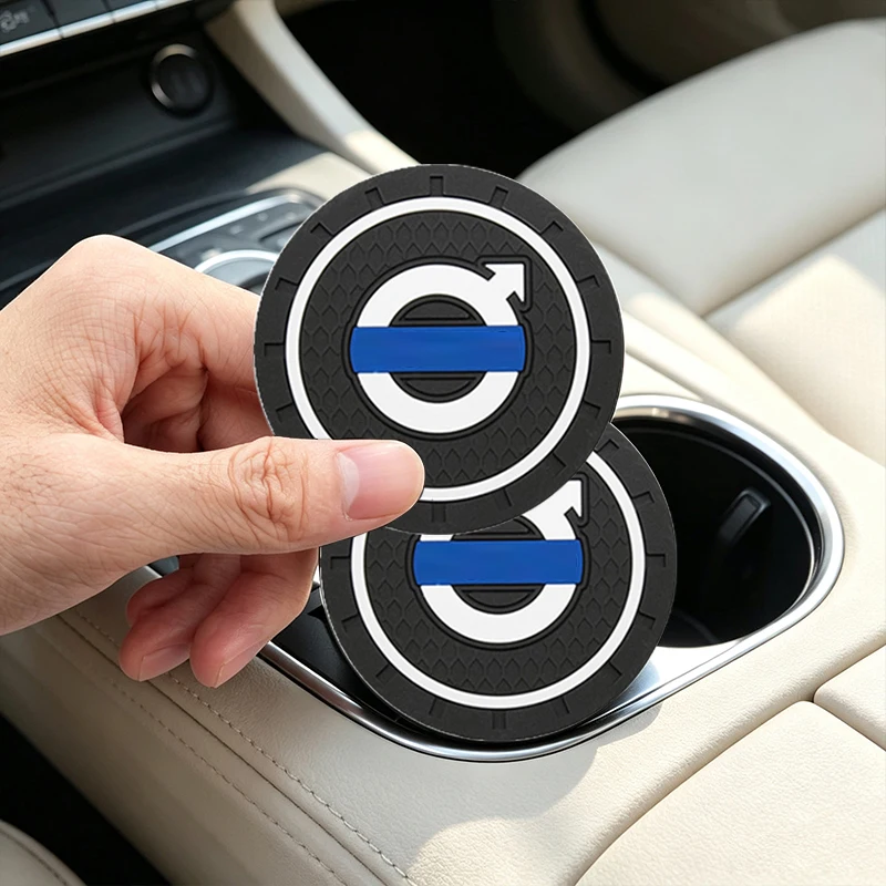 1/2Pc Compatible with V Volvo Silicone Car Water Coasters Non-slip Water Cup Anti Slip Mat Car Interior decoration Accessories