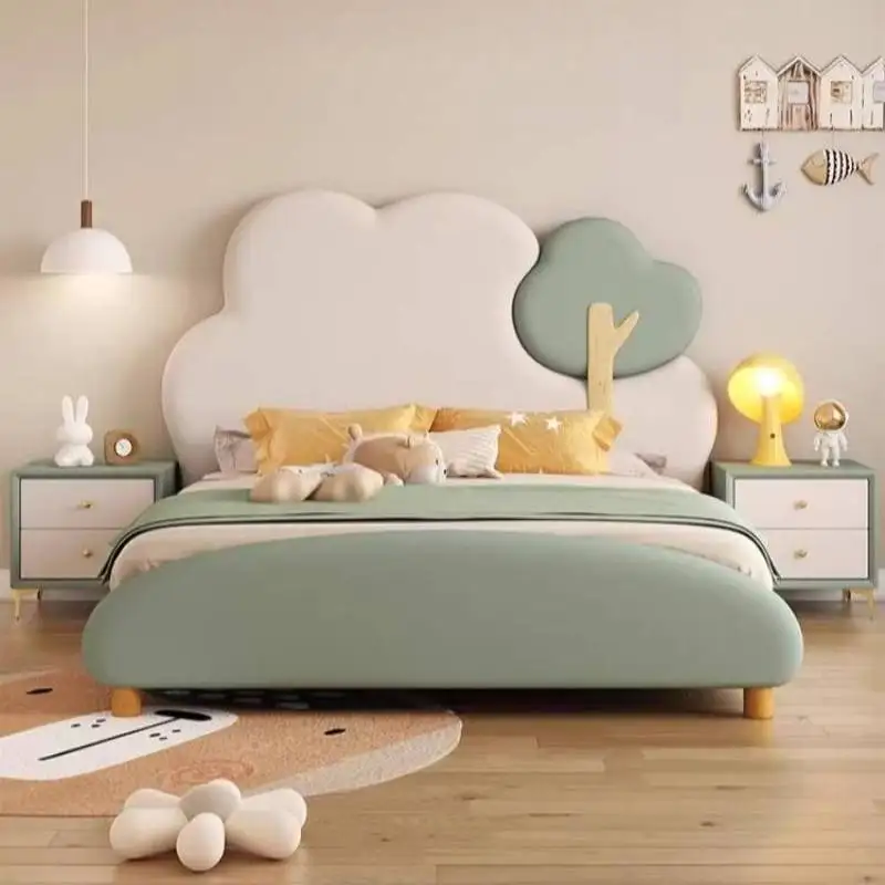 

Green Storage Kids Beds Decoration Luxury Cheap Design Modern Kids Beds Single Custom Wooden Lettino Per Bambini Furniture Home