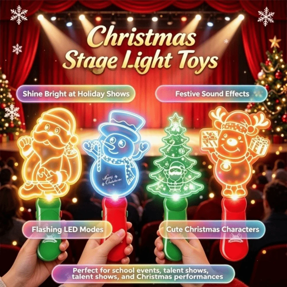 Halloween Lamp LED Glow Sticks with Sound Santa Claus Colorful Mini Handheld Night Lights Snowman Elk