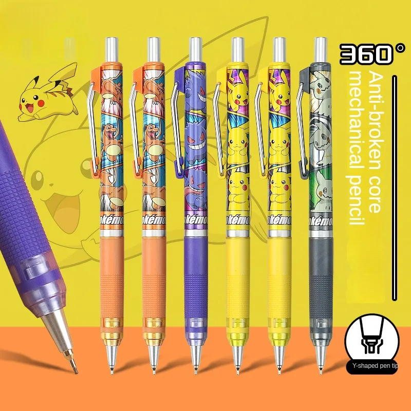 Pokemon Pikachu Mechanical Pencil Set 0.5/0.7 Mm Metal Art Drawing Painting Automatic Pencil with Leads Office School Supply New