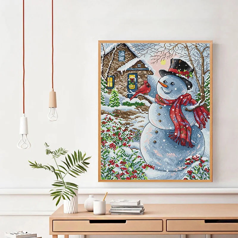 

Joy Sunday Snowman Pattern Cross Stitch Set Aida 16CT 14CT 11CT Sewing Kit DIY Handmade Embroidery Home Display Decoration Gifts