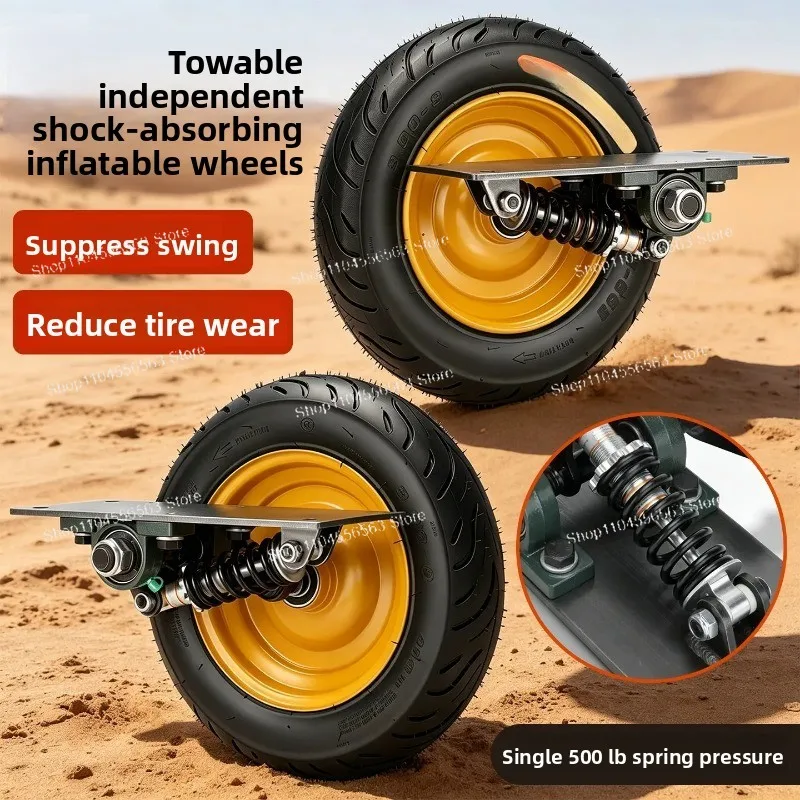 Hand Trolley Plate Cart Shock Absorber Pneumatic & Solid Caster Wheel Independent Suspension Oil Damping resistant Swivel Caster