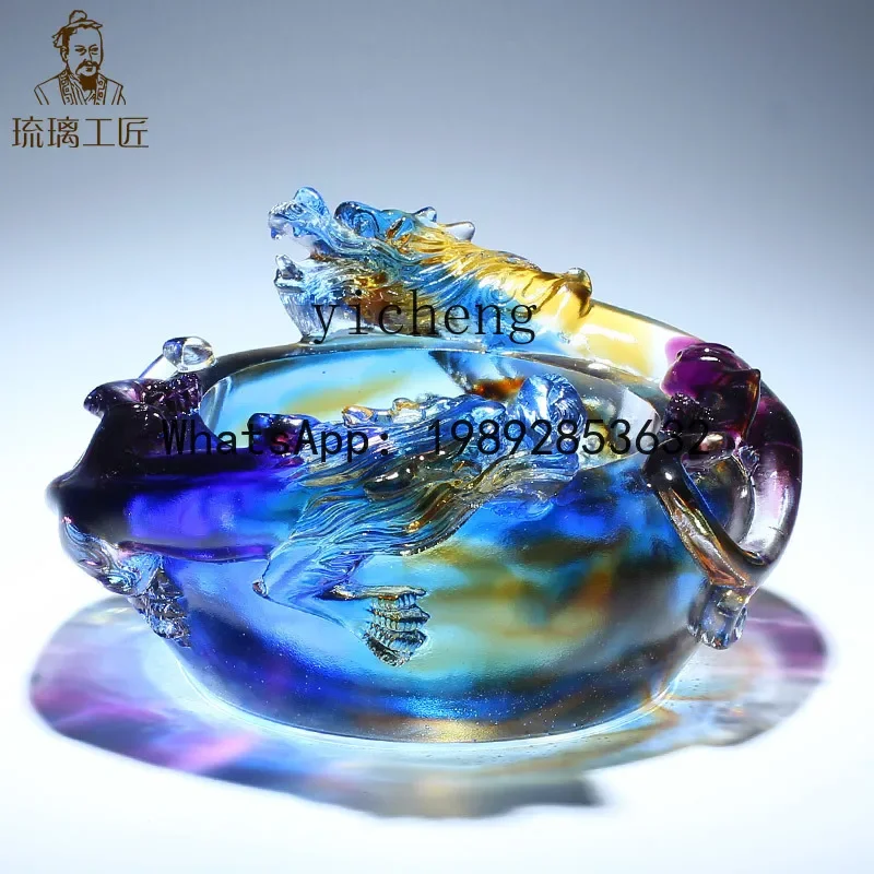 B1  glazed ornament crystal dragon-shaped ashtray home living room fashionable modern light luxury high-end atmosphere