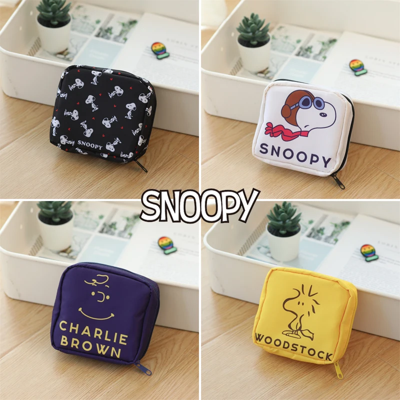 

Snoopy женская сумка для хранения тампонов, Аниме Сумка для гигиенических прокладок, косметички для салфеток, женская косметичка, органайзер для держателя тампонов для девушек