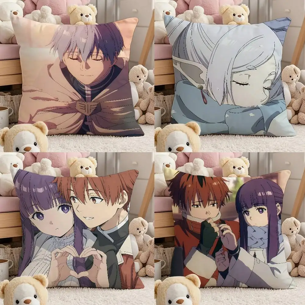 

Anime F-f-Frieren Pillow Case Comfort Sofa Bed Silky Elegant Invisible Zipper Custom Decorative Cushion Cover