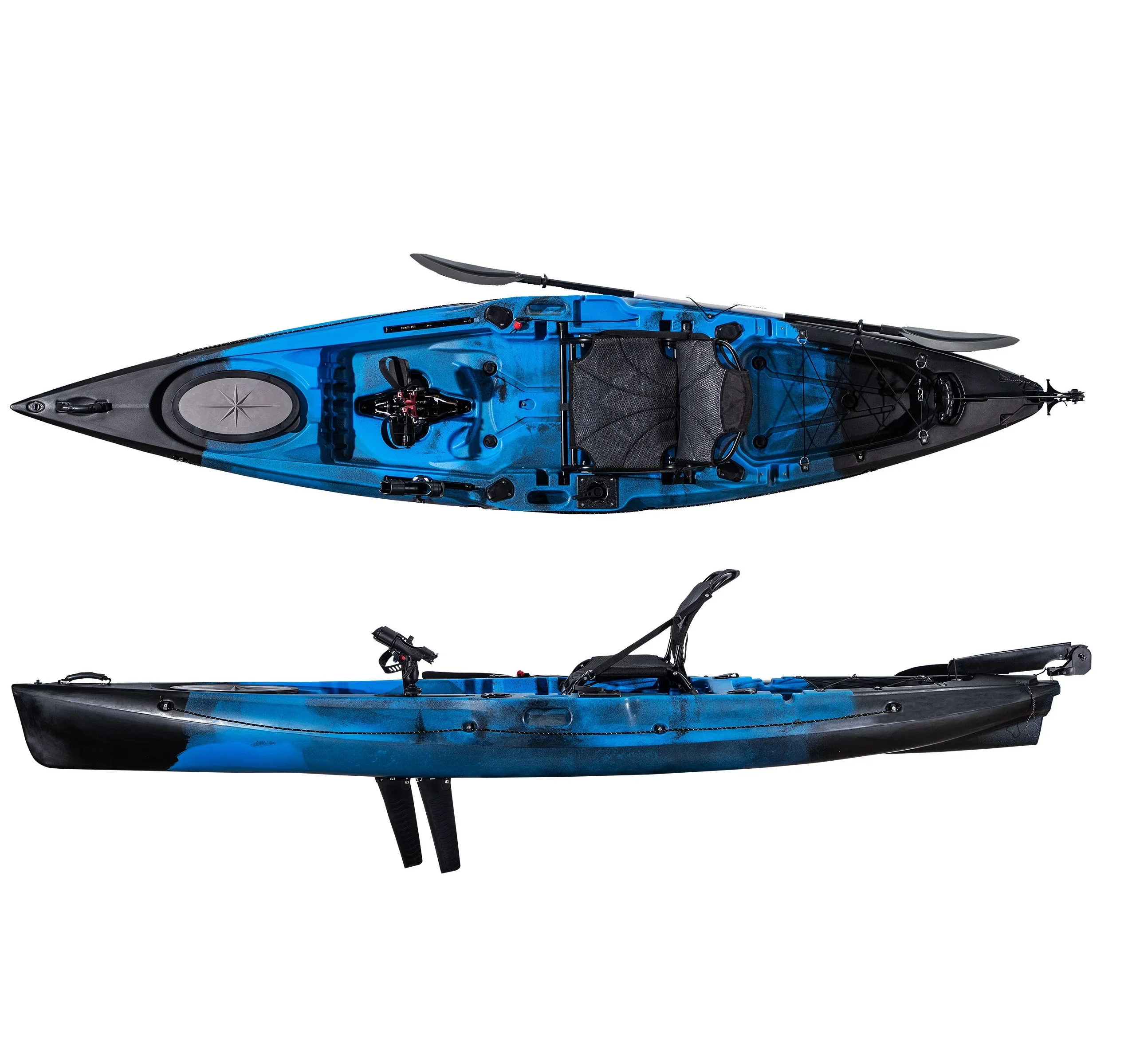 1 Person Fishing Kayak with Fin Pedal Drive 12ft 3.65m Flipper Pedal  Lakes and Sea