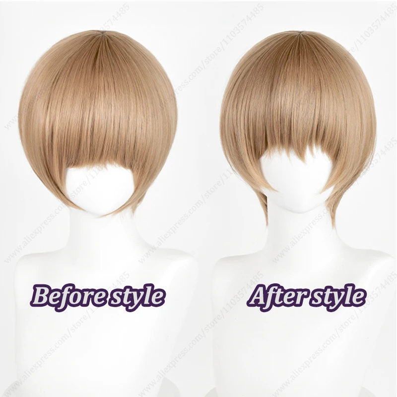Sougo Okita Cosplay Wig 30cm Short Hair Light Brown Heat Resistant Synthetic Wigs