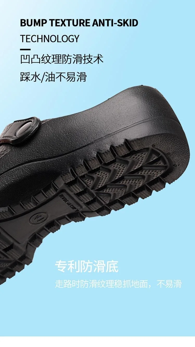 Modische unisexfarbene Schuhe für die Gastronomiebranche, bequem, leicht, strapazierfähig, wasserdicht, geeignet für Küchen und Krankenhäuser, lässige weiche Slipper-Flachschuhe. – Detail 10