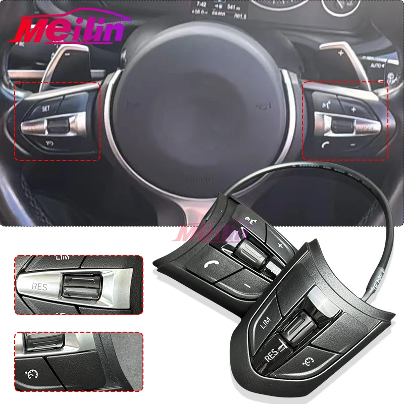 Steering wheel button with M1M2 button, black/red/blue, suitable for BMW 3/5 F10/F20 F30  Series high-end and low-end buttons