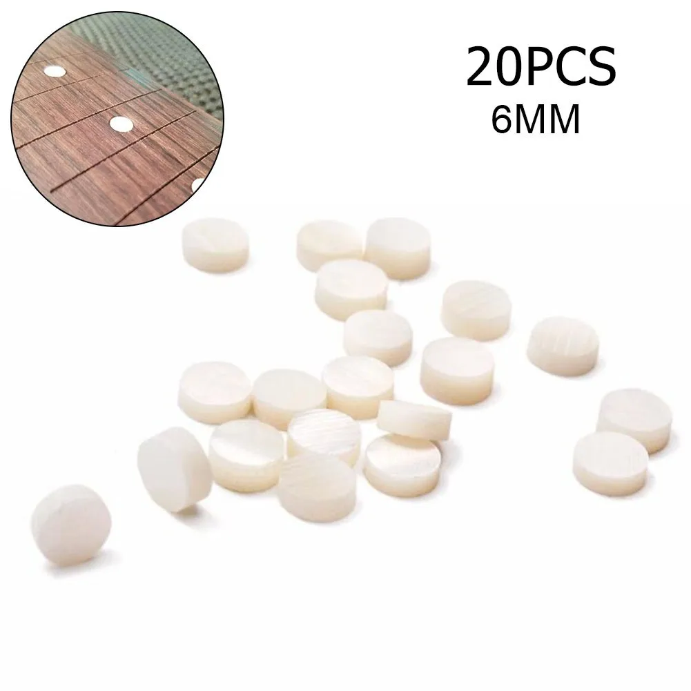 Spare Fingerboard Tone Point Ukulele White 20 Pcs 6mm Dia Mandolin Markers Musical Part Bass Guitar Instruments New