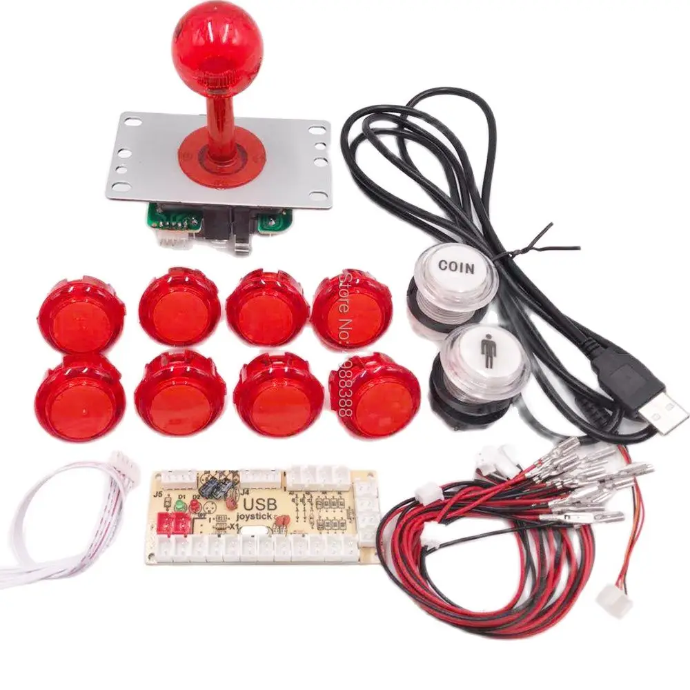 Zero Delay Joysticks Arcade DIY Kit USB Encoder To PC Raspberry Pi Copy Sanwa Joystick+ LED Light Illuminated Push Button