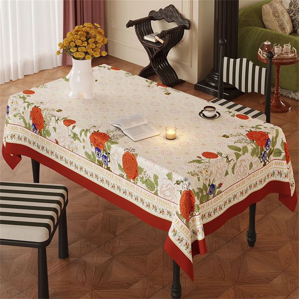 Pastoral Household Tablecloth Waterproof And Oil-Proof Protective Tablecloth Cotton And Linen Fabric Coffee Table Customization