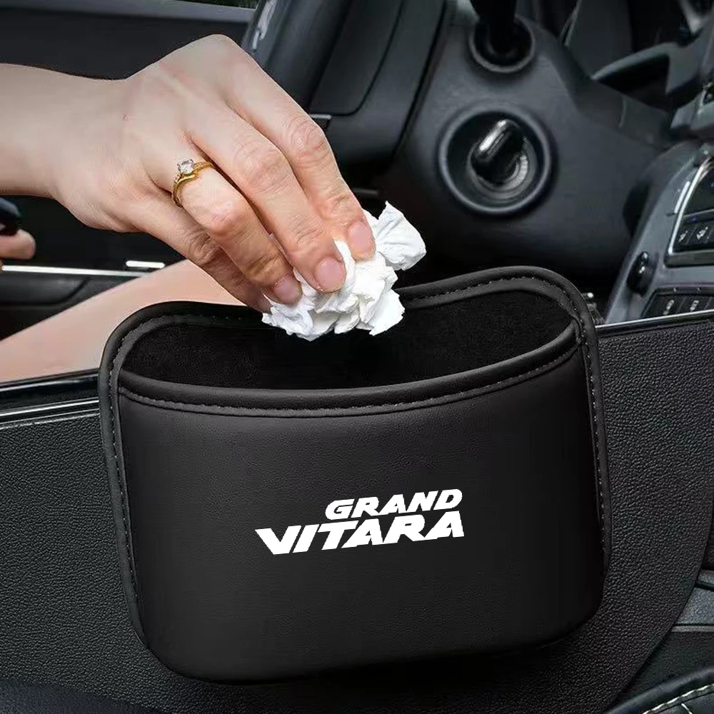 Car Leather Storage Box Garbage Collection Box Door Seat Backrest Hanging water Cup Umbrella Storage Box For Suzuki Grand Vitara