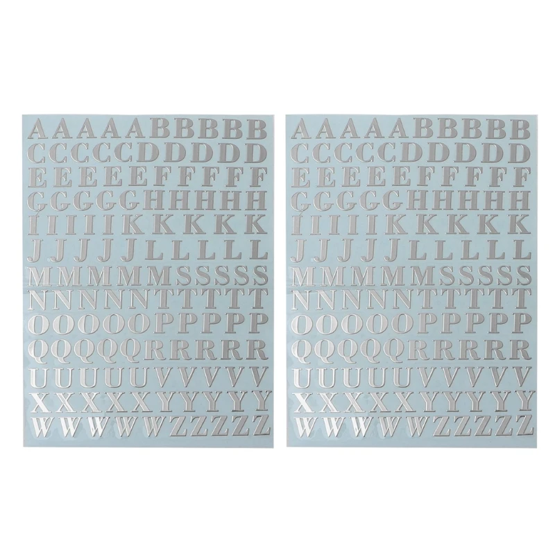 2 Sheets Glitter Alphabet Letter Stickers Glitter Self Adhesive Digital Metal Stickers for Grad Cap and Arts Craft DropShip