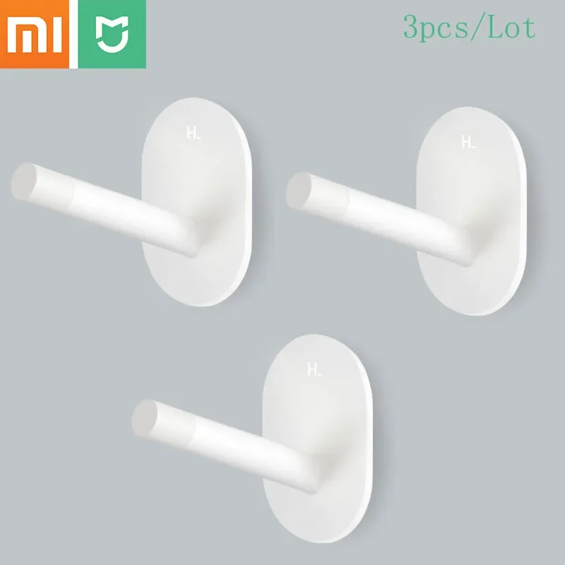 

Xiaomi Mijia 3pcs/set Multi-function hooks Strong Bathroom bedroom Kitchen Mop Wall Hooks 3kg max load up Imported 3M Glue