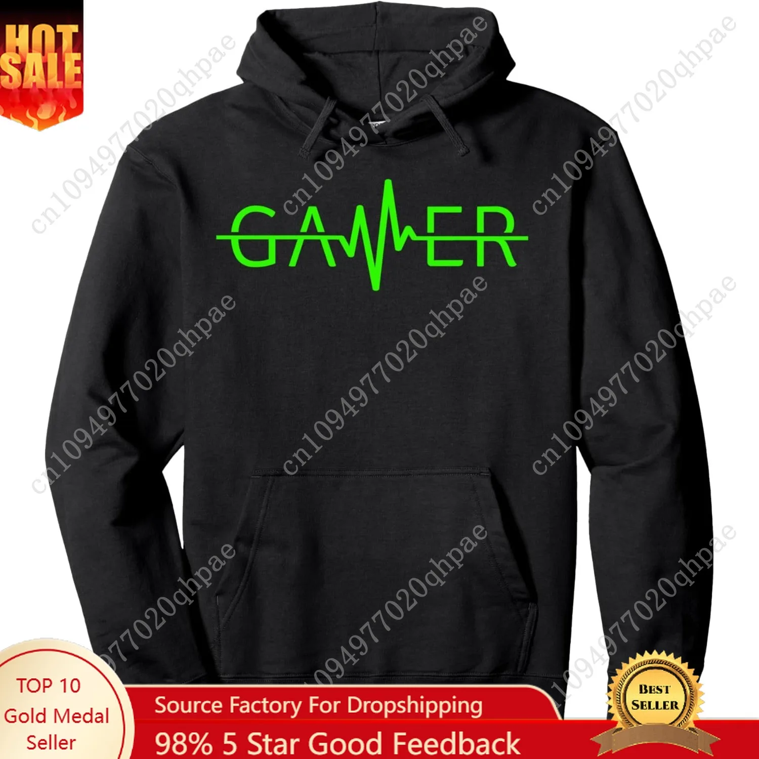 بلوفر بغطاء للرأس لألعاب الفيديو على شكل قلب من Gamer Heartbeat #1