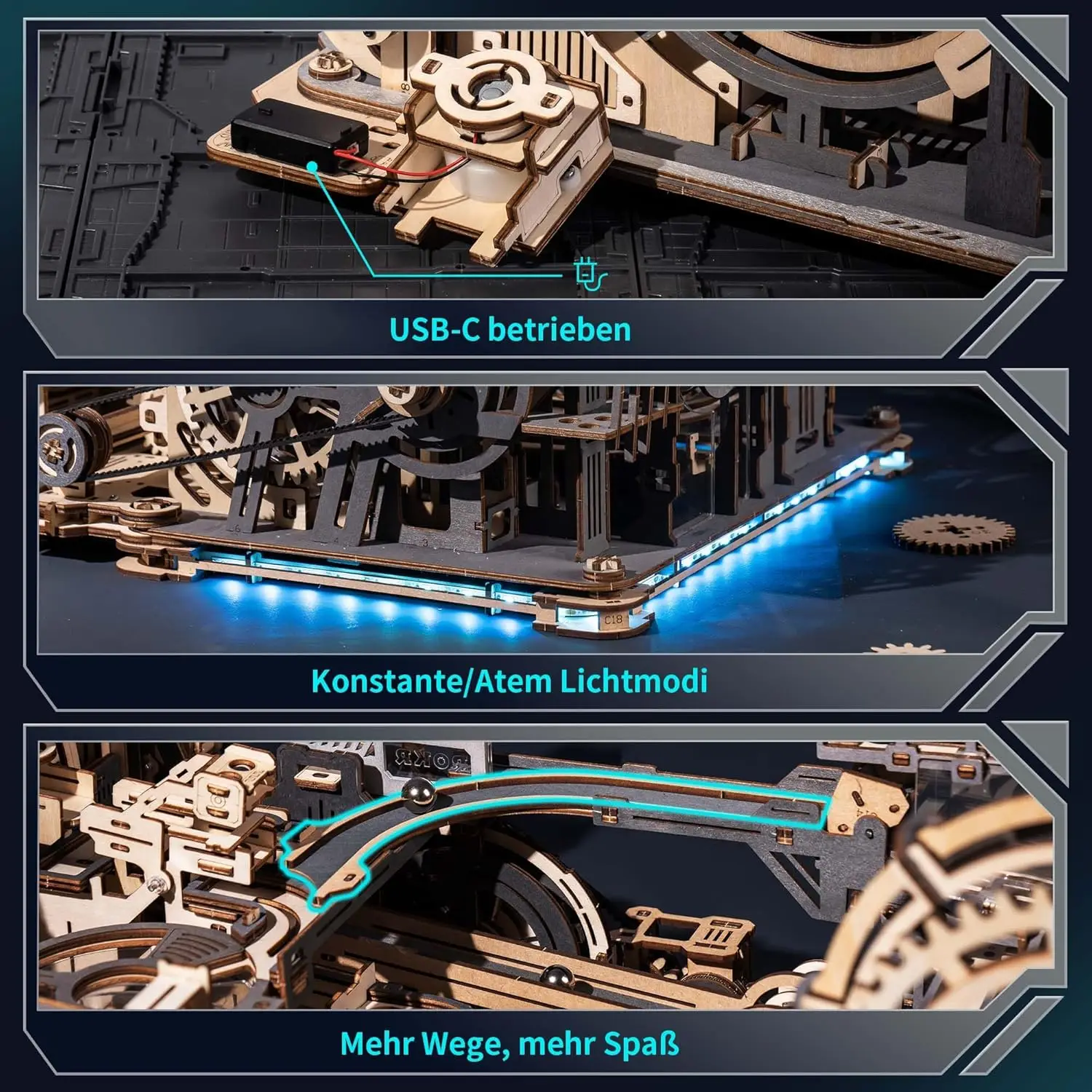 Pacchetto Link Run in marmo per Marble Night City LGA01 e Marble Spaceport LGC01, puzzle in legno 3D Kit modello per adulti per costruire regali