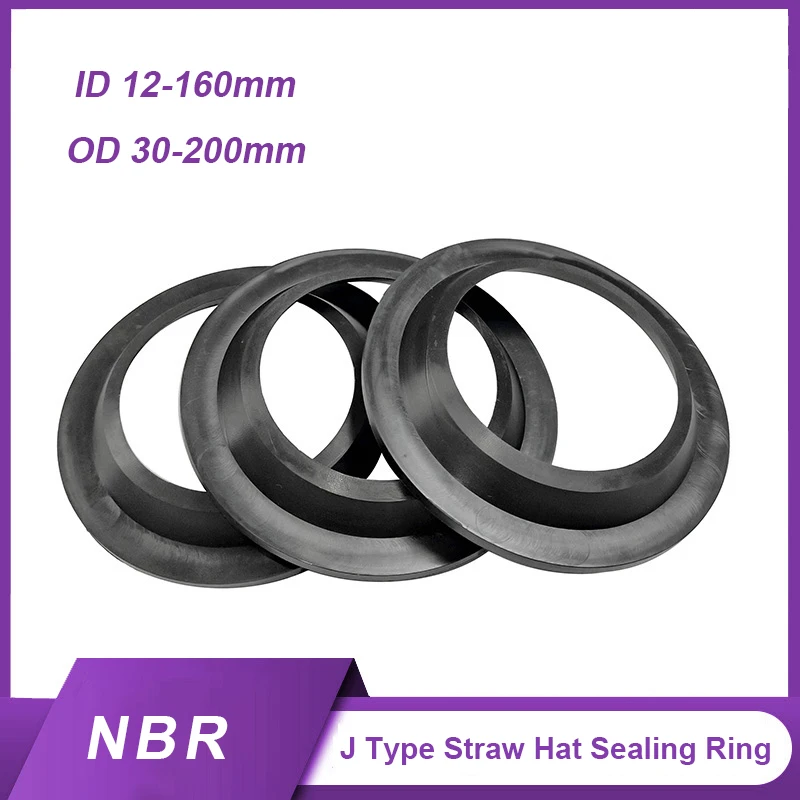 1Pcs ID 12-160mm J Type Straw Hat Sealing Ring OD 30-200mm NBR Rubber Oil Sealing Ring Piston Rod Dust proof Gasket For Shaft