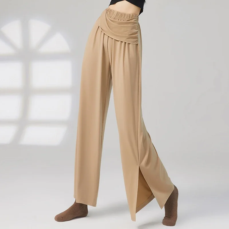 Classical Dance Practice Pants Side Slit Loose Wide Leg Pants Chinese Dance Clothes Drift Belt Modern Dance Women's Costume