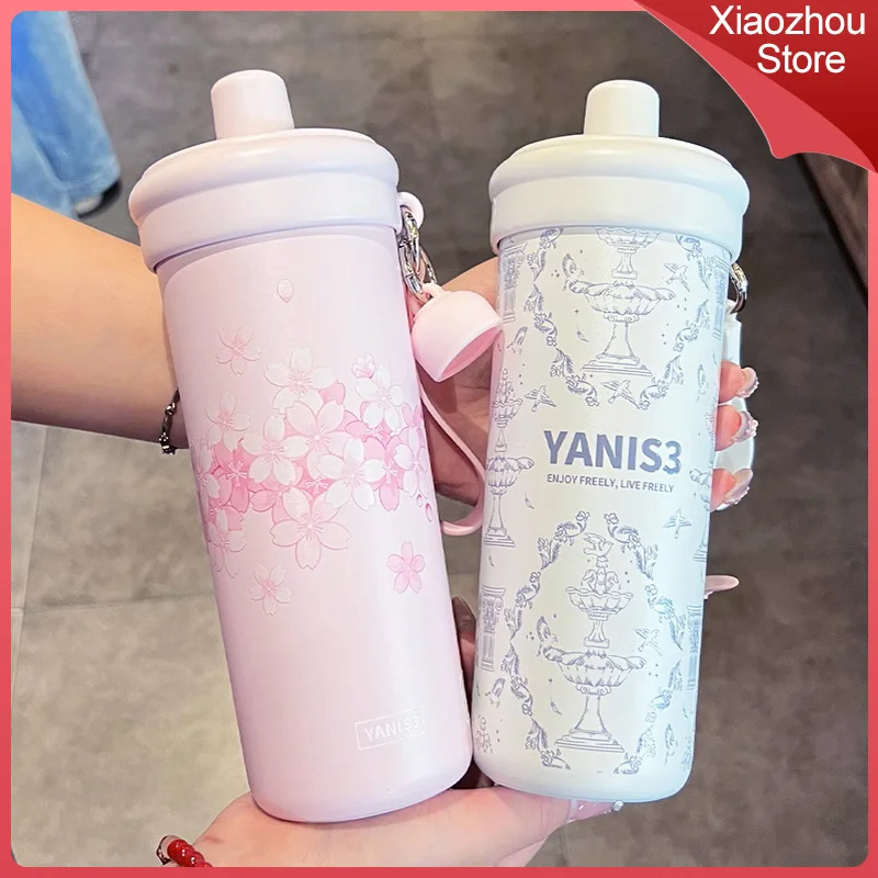 

Подлинная соломенная чашка Yanis3 600 мл, красивая мужская и женская студенческая модная офисная чашка, автомобильная чашка, портативная нержавеющая сталь 316, Inne