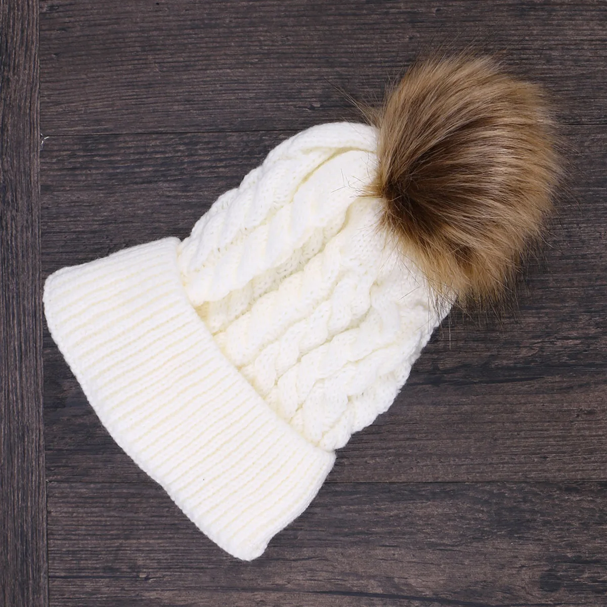 

Kids Knit Cap Winter Warm Hat Beanie Hairball Hat Size S White Comfortable Durable Sophisticated Workmanship Beanie Hats