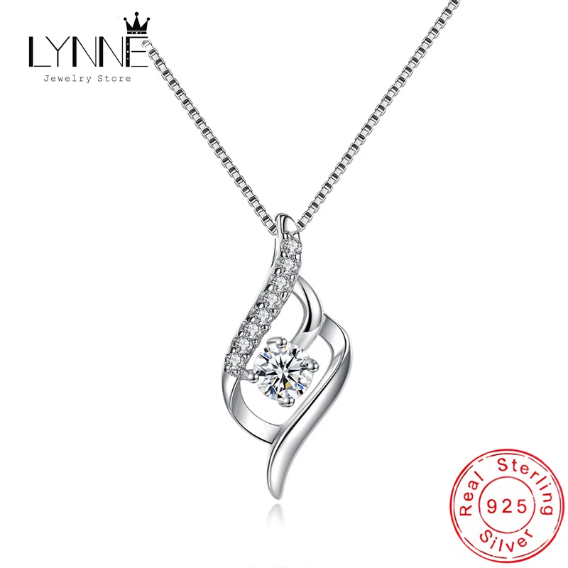 Nowa biżuteria ze srebra próby 925 Eleganckie wisiorki z cyrkoniami z piór Naszyjniki Moda damska Wykwintny symbol CZ Dziki łańcuszek obojczykowy