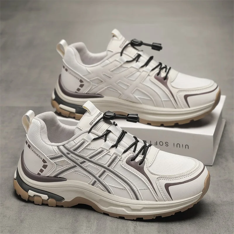 

Mens Walking Shoes 2025 New Lace Up Mesh Breathable Wear-resistant Outdoor Sports Four Season Sports Leisure Sneakers for Men