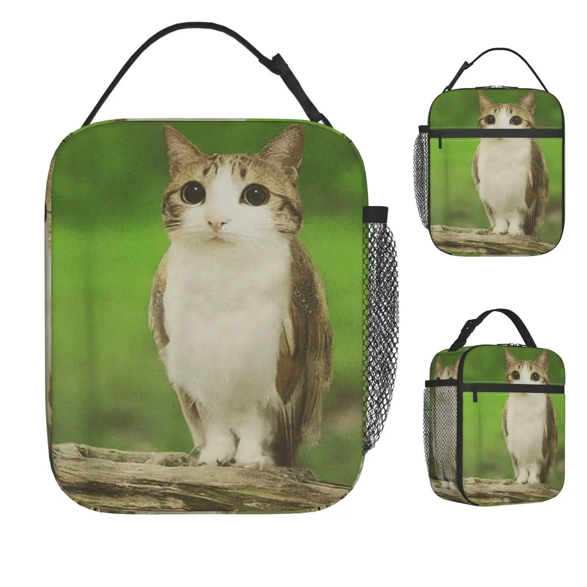 

Cat Owl Funny Cursed Internet Trendy Meme Lunch Bag Vintage Lunch Box For Unisex Picnic Convenient Cooler Bag Tote Food Bags