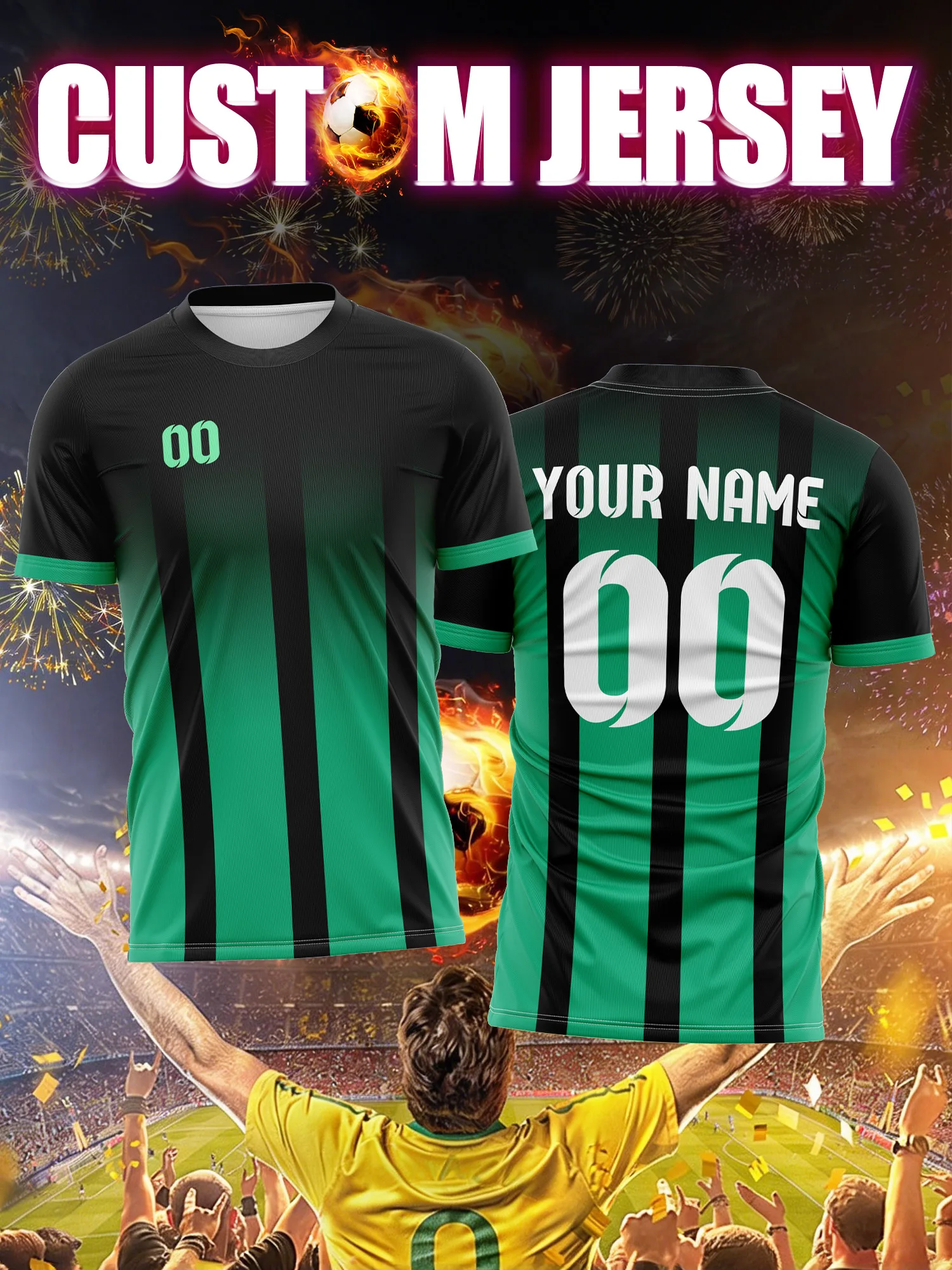 

Футбольная форма с индивидуальным изображением, номером и именем, контрастными рукавами, современным дизайном для футбольной команды