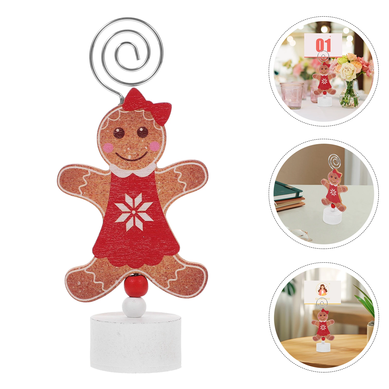 

Christmas Gingerbread Table Sign Holder for Holiday Desk Decoration Party Favors Photo Stands Display Greeting Card Memo Stand