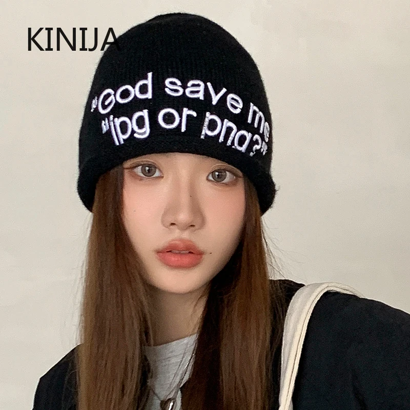 Fashion Knitting Cap Men Women Pullover Pile Cap Soft Quality Beanie Y2k Warm Ins New Soybean Wool Cold Cap Hiking Cycling Cap