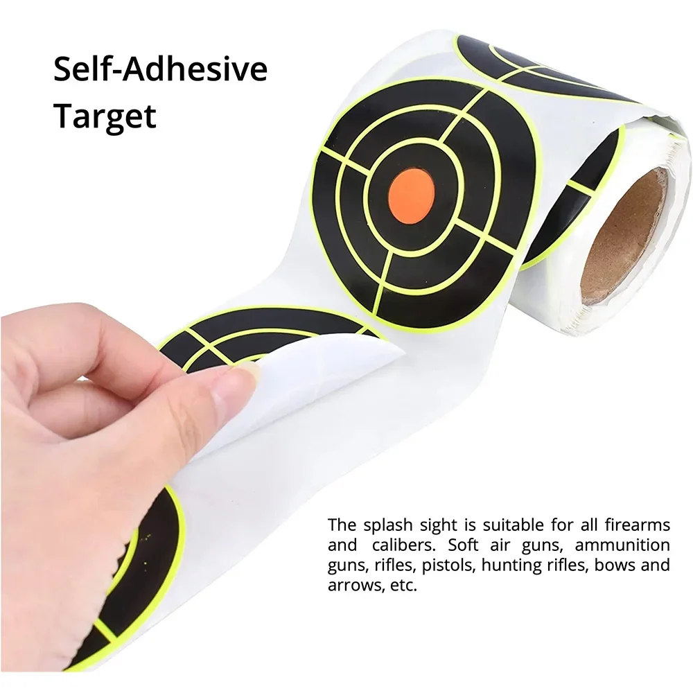 1 Roll Fluorescent Target Stickers 3inch/7.60cm Self-Adhesive Splatter Impact Splash Reactive Shooting Sticker (100/200/250PCS)