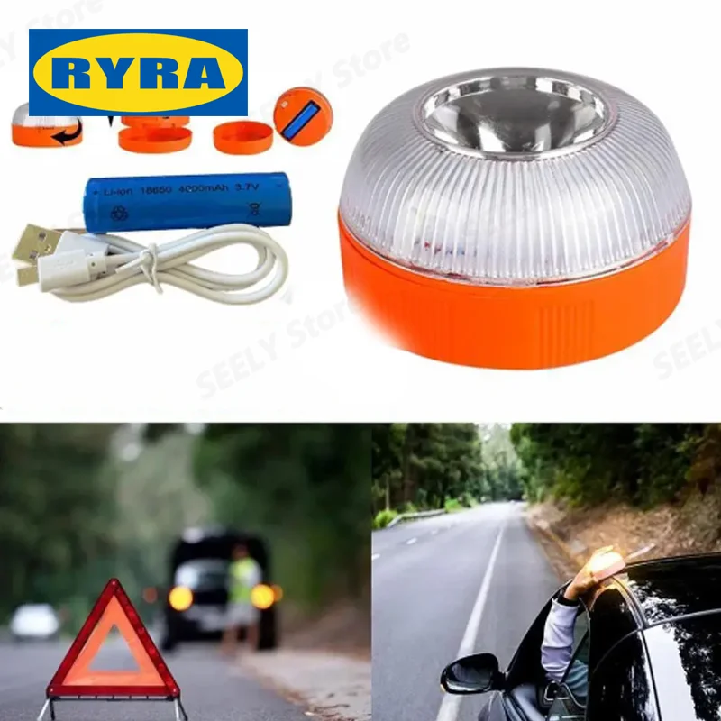 

Rechargeable Car Emergency Light V16 Flashlight Magnetic Induction Strobe Light Road Accident Lamp Beacon Car Safety Accessory