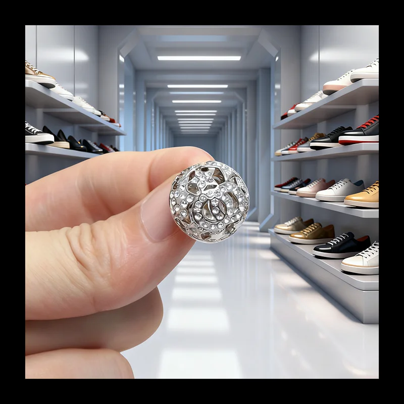 

3085 Xiaoxiangfeng New 25 Autumn Silver Ball Hollow Double C Planet Full Diamond Ball Letter Hollow EarringsShoe