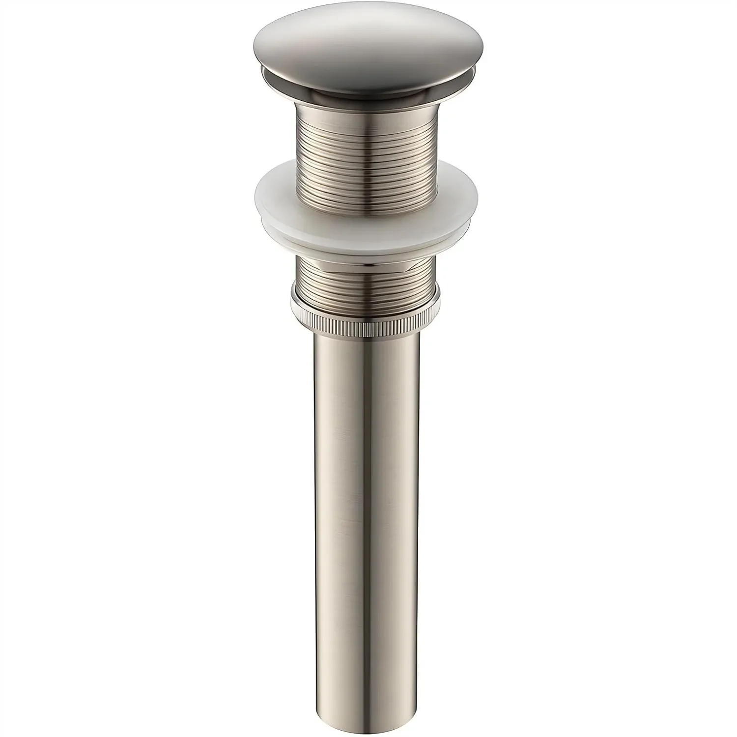 

Pop Up Sink Drain Without Overflow, Solid Brass Bathroom Sink Stopper for Vessel or Undermount Sink, Brushed Nickel