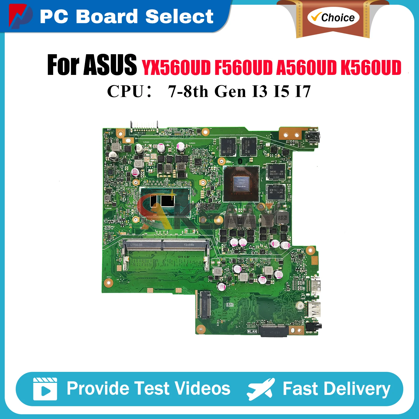 

Материнская плата для ноутбука X560UD для ASUS VivoBook A560UD X560UD X560U K560UD YX560UD F560UD с процессором I3 I5 I7 100% тестирование ОК