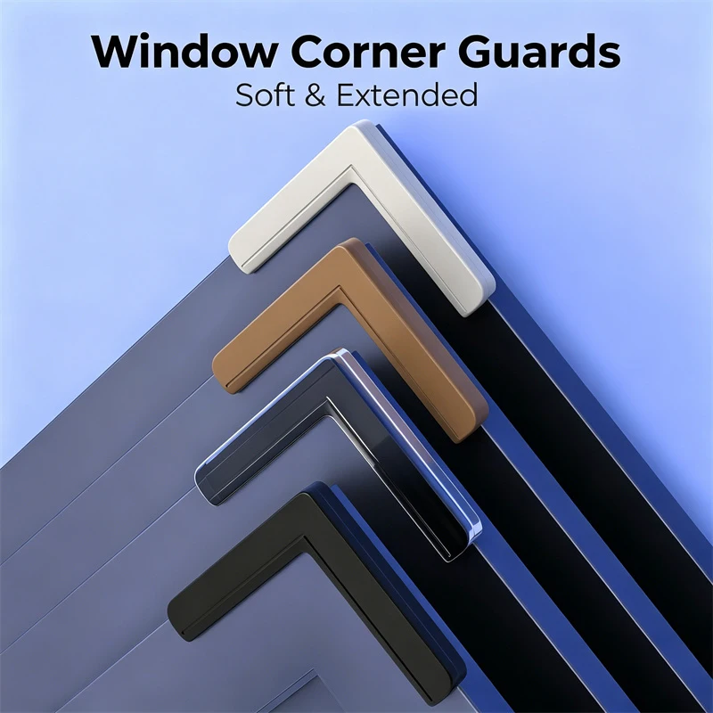 Window Corner Guards Anti-Collision Silicone Protectors for Glass Edges Tables Cabinets and Range Hoods Soft Right-Angle Design