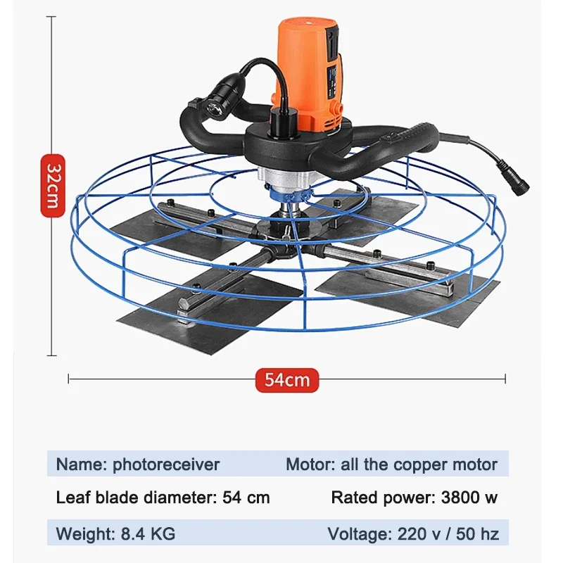 4380W Electric Concrete Trowel Floor Grinding Sanding Tool With Blade Collector LED Lighting For Road Bridge Construction