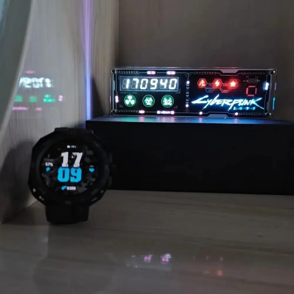 2077 NEW DIY Homemade  Clock Table with Lights RGB Clock Table with Clock Esports  Full Color Led