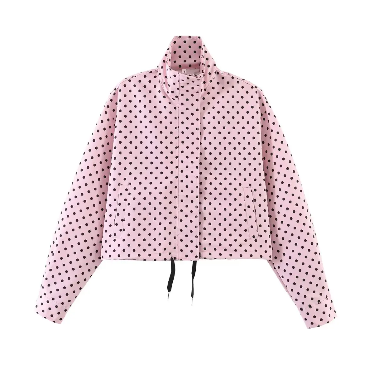 Polka Dot Print Korte Jassen Dames High Street Lange Mouwen Jassen voor Dames 2026 Elegante Kantoor Dames Casual Buitenkleding