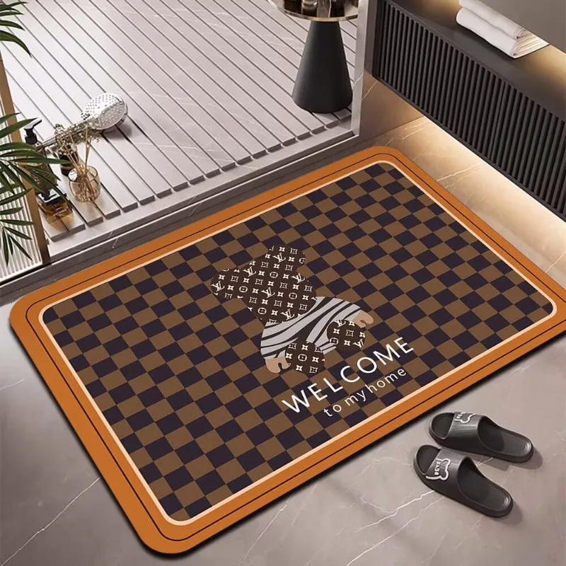 Toilet floor mat, water-absorbing and non-slip bathroom,bathroom,bathroom door,diatom mud, dirt-resistant quick-drying floor mat