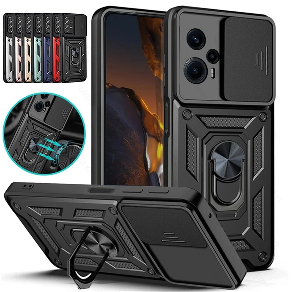 À prova de choque Push Pull Lens Proteção Capa para Carro, Anel Titular Magnético, Little Poco F5 5G Pro, Venda